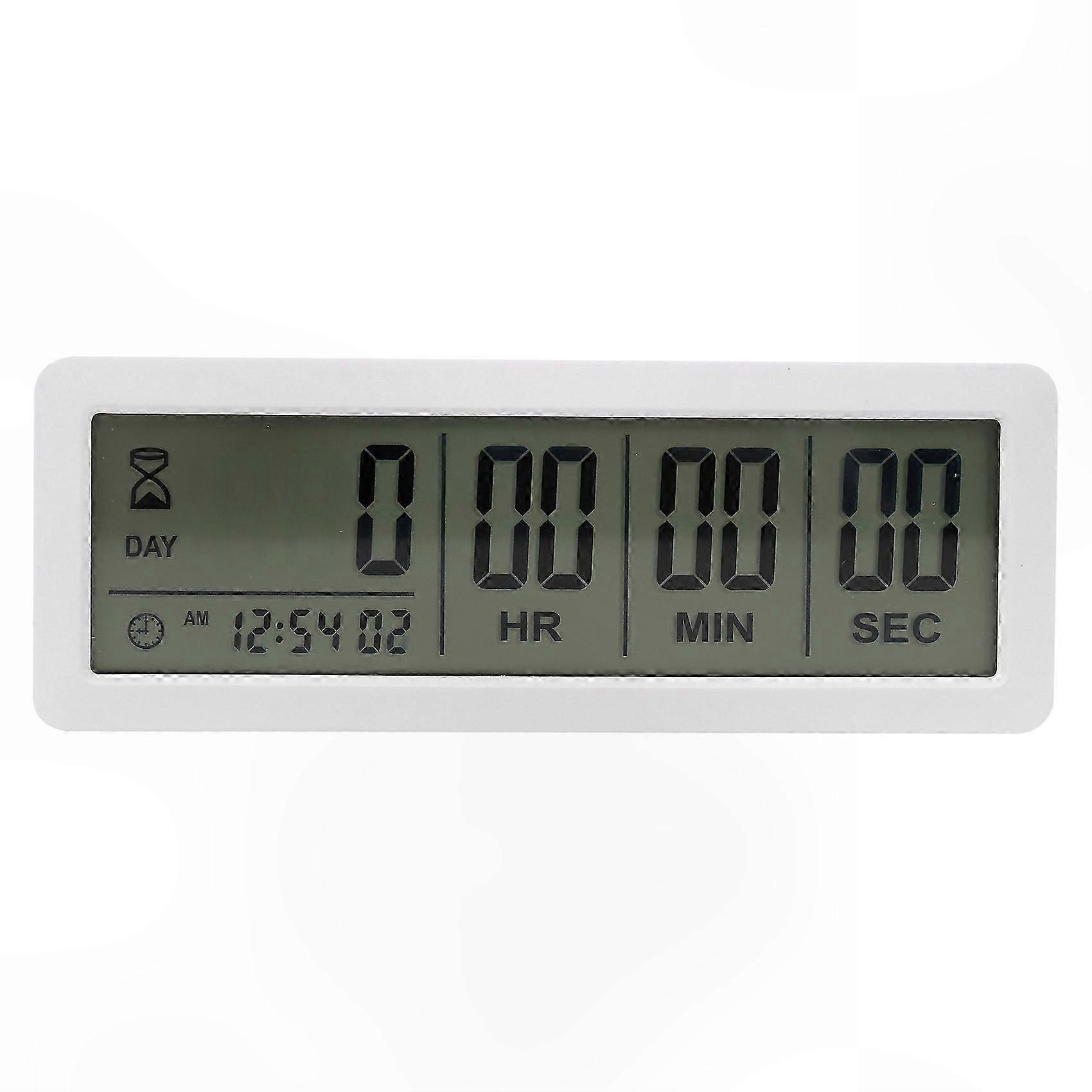 Large Digital Countdown Timer Clock - 999-Day Count Down Display for Events, Labs, and Kitchens (White)