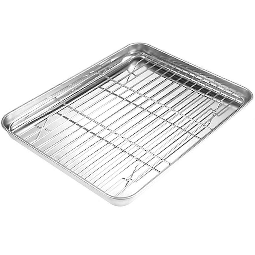 1 set of Stainless Steel Grill Plate with Mesh Rack Food Display Rack BBQ Plate