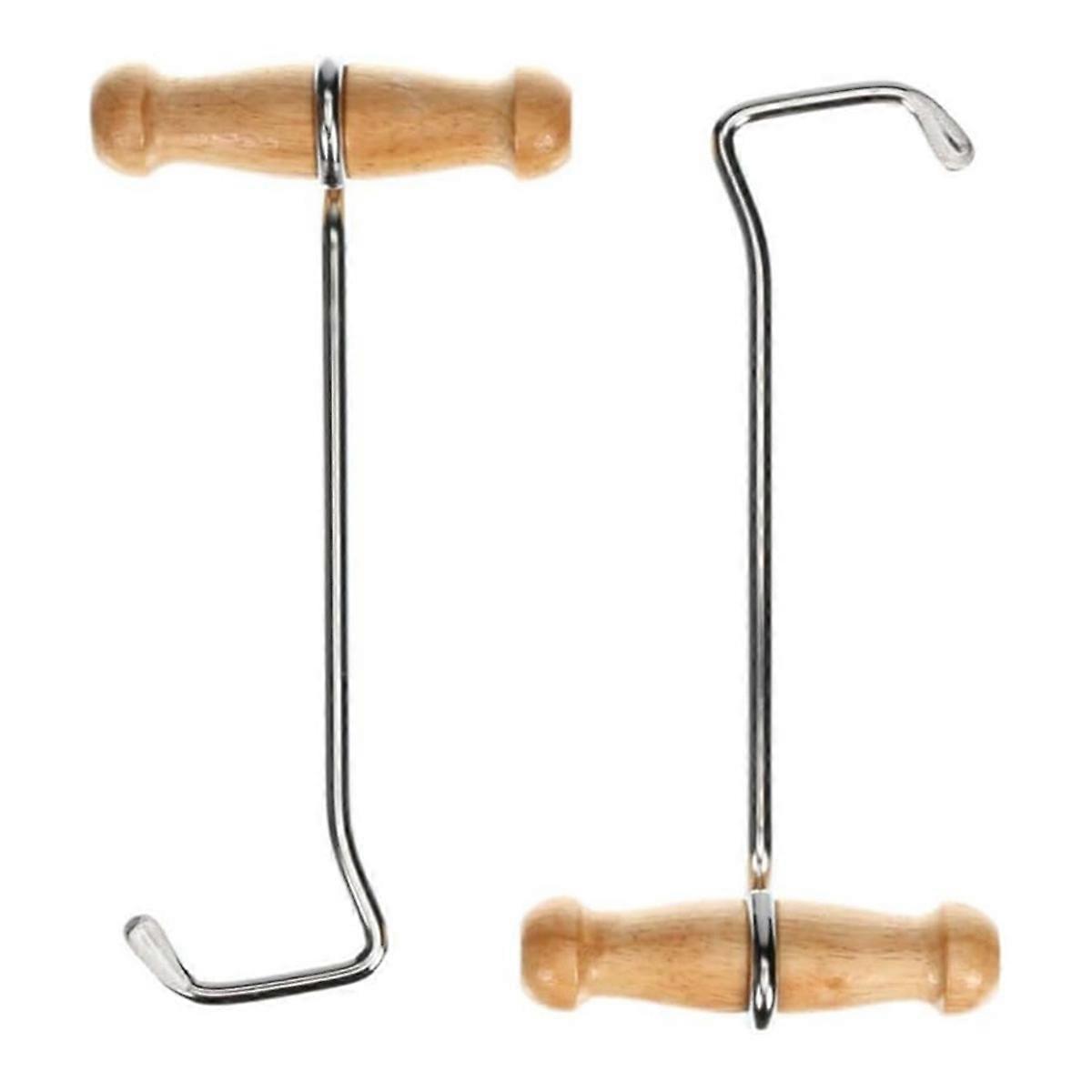 2pack Boot Hooks and Puller for Cowboy Boots, Wood Handles, Boot Pulls with Handle