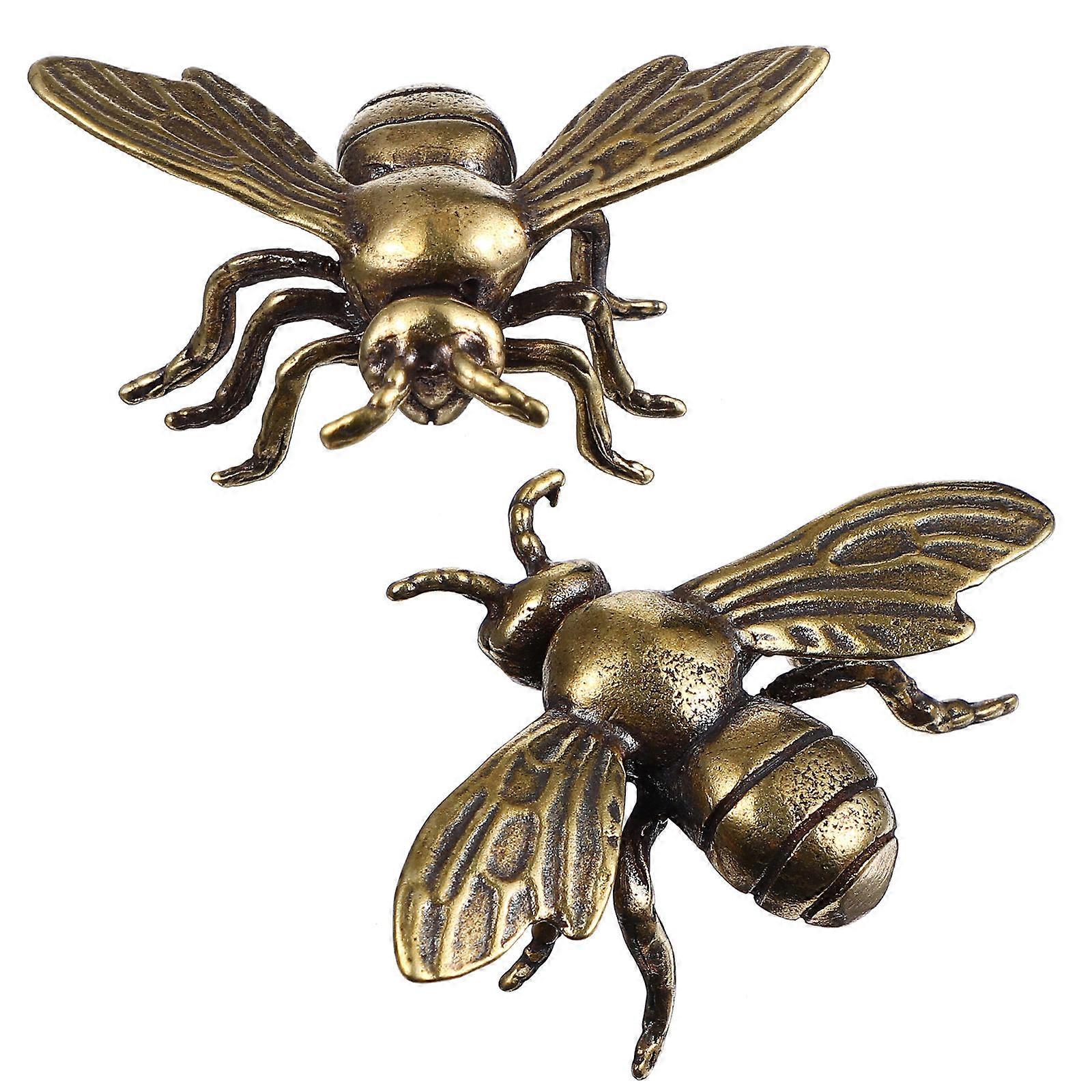 12 Pcs Small Bee Figurines Crafted From Brass For Desktop Decoration In Office And Home Decor Spaces
