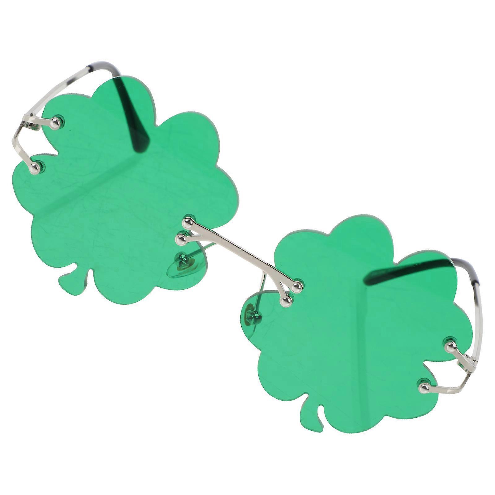 St Day Photo Props Creative St Patricks Day Party Eyeglasses Clover Shape PC Material 1 Pair