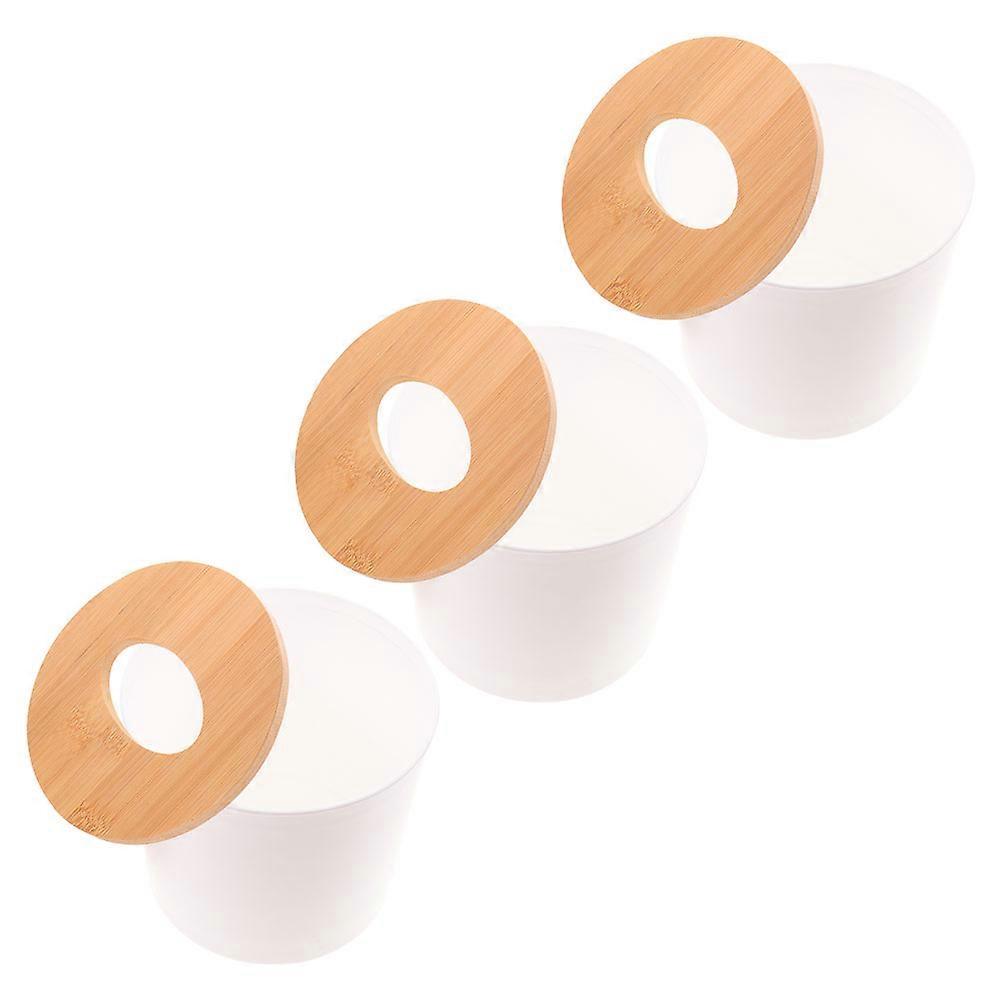 Square Plastic Tissue Holder Decorative Container With Bamboo Lid For Living Room 9Pcs Tidy Storage