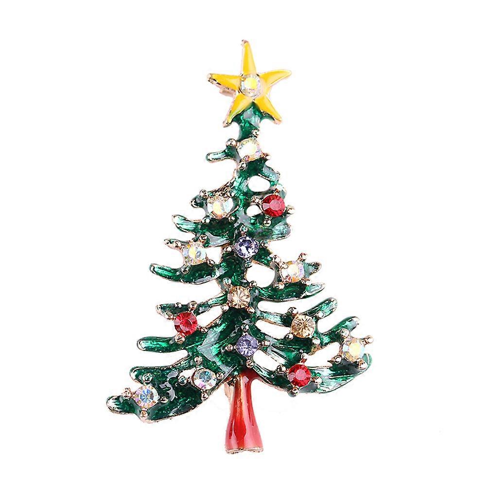 Christmas Tree Brooch with Sparkling Rhinestones for 3Pcs Pin Set