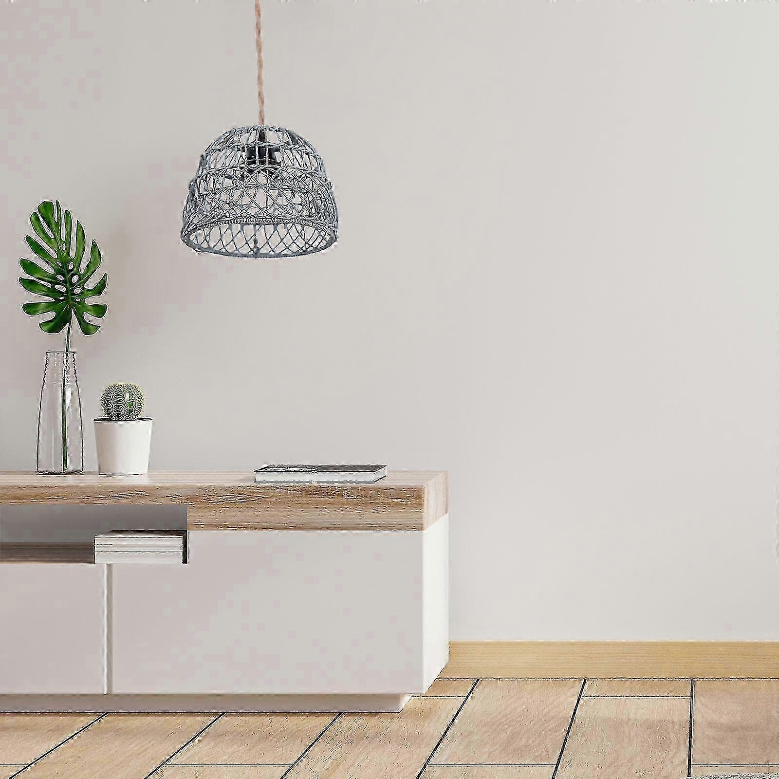 Ceiling Fan Light Cover Woven Lampshade Rustic Fixture Rattan Weave Retro Chandelier