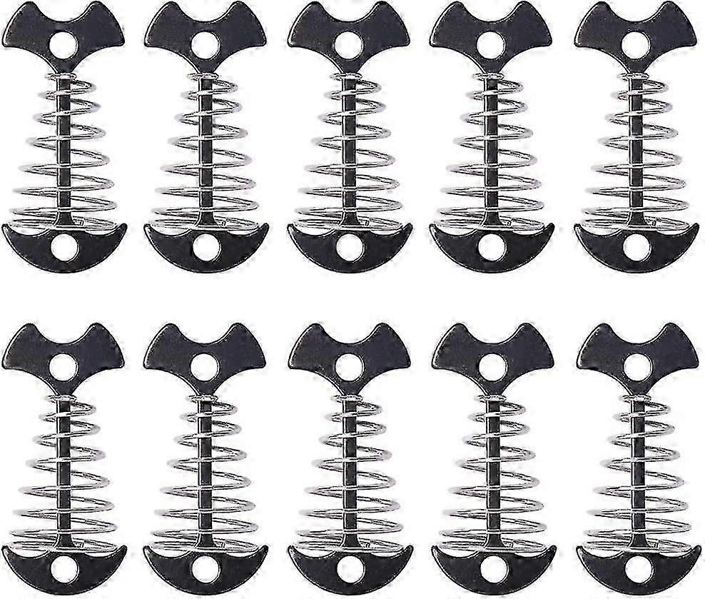 10pcs Tent Stakes Deck Anchors with Spring Buckle Black