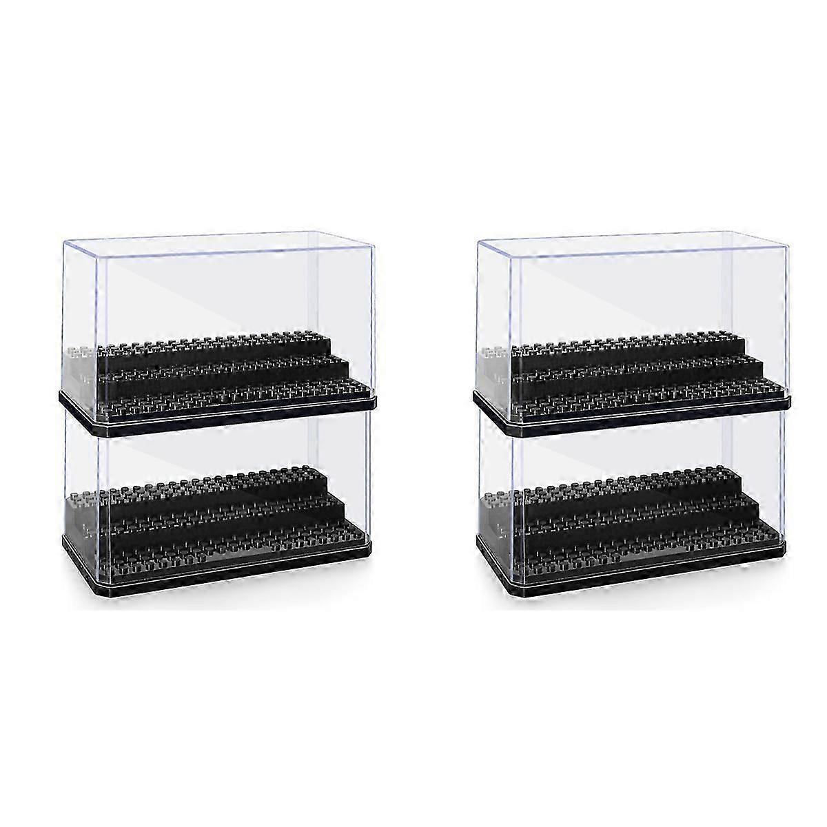 4X Mini Figure Display Box, Stackable Dustproof Building Block Display Box for Action Figure Toys