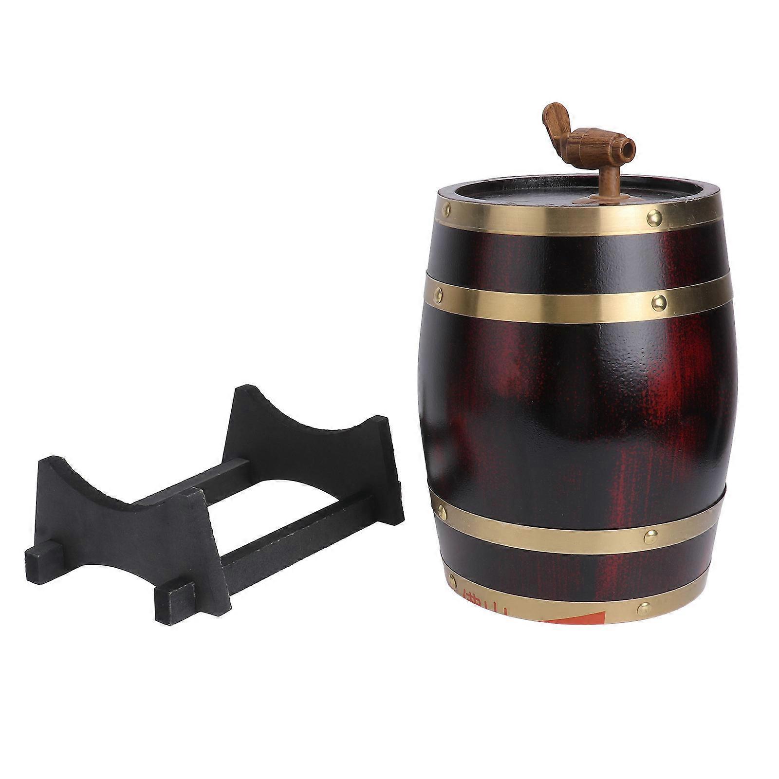 Dark Red Solid Wood Wine Barrel for Storage 1Pcs Wine Barrel Set