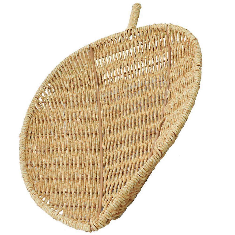Storage Basket Imitation Rattan Plate for Fruits 4Pcs Reusable Light Brown Kitchen