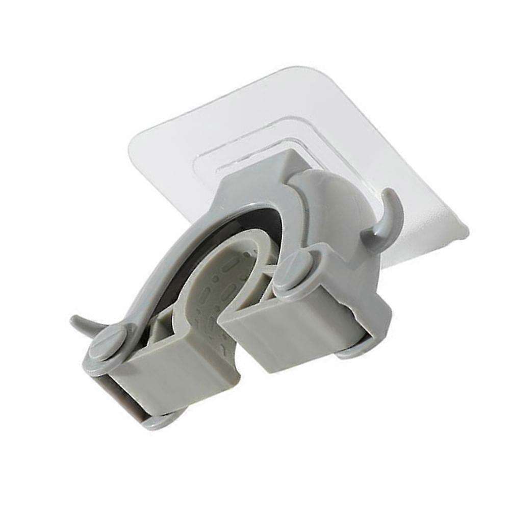Kitchen Adhesive Hook Wall Hanging Mop Clip for Storage Use 2Pcs Grey
