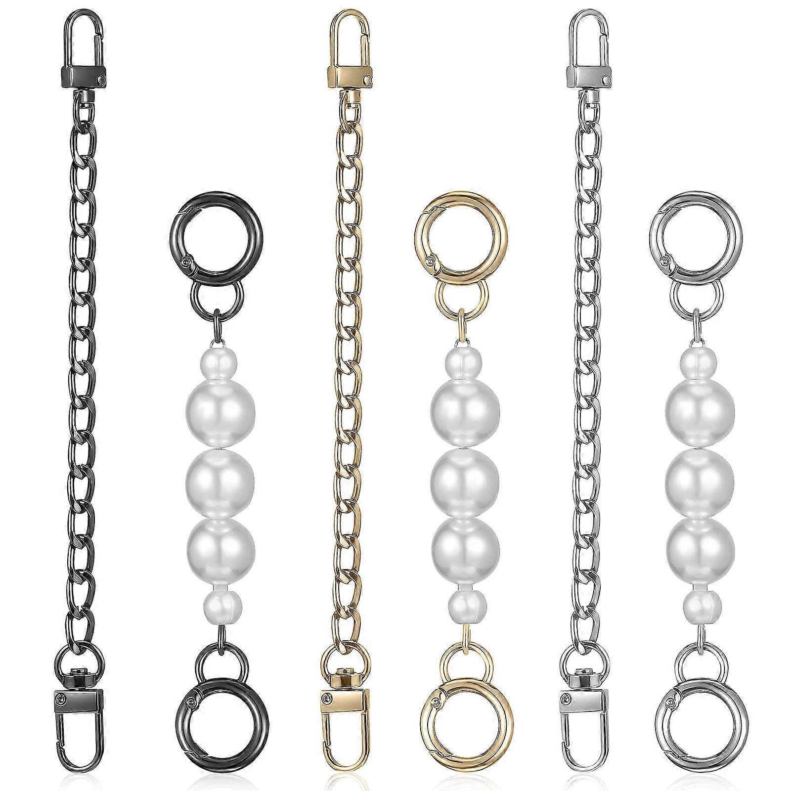 Pearl Purse Chains Handbag Replacement Chains with Clasp 18Pcs