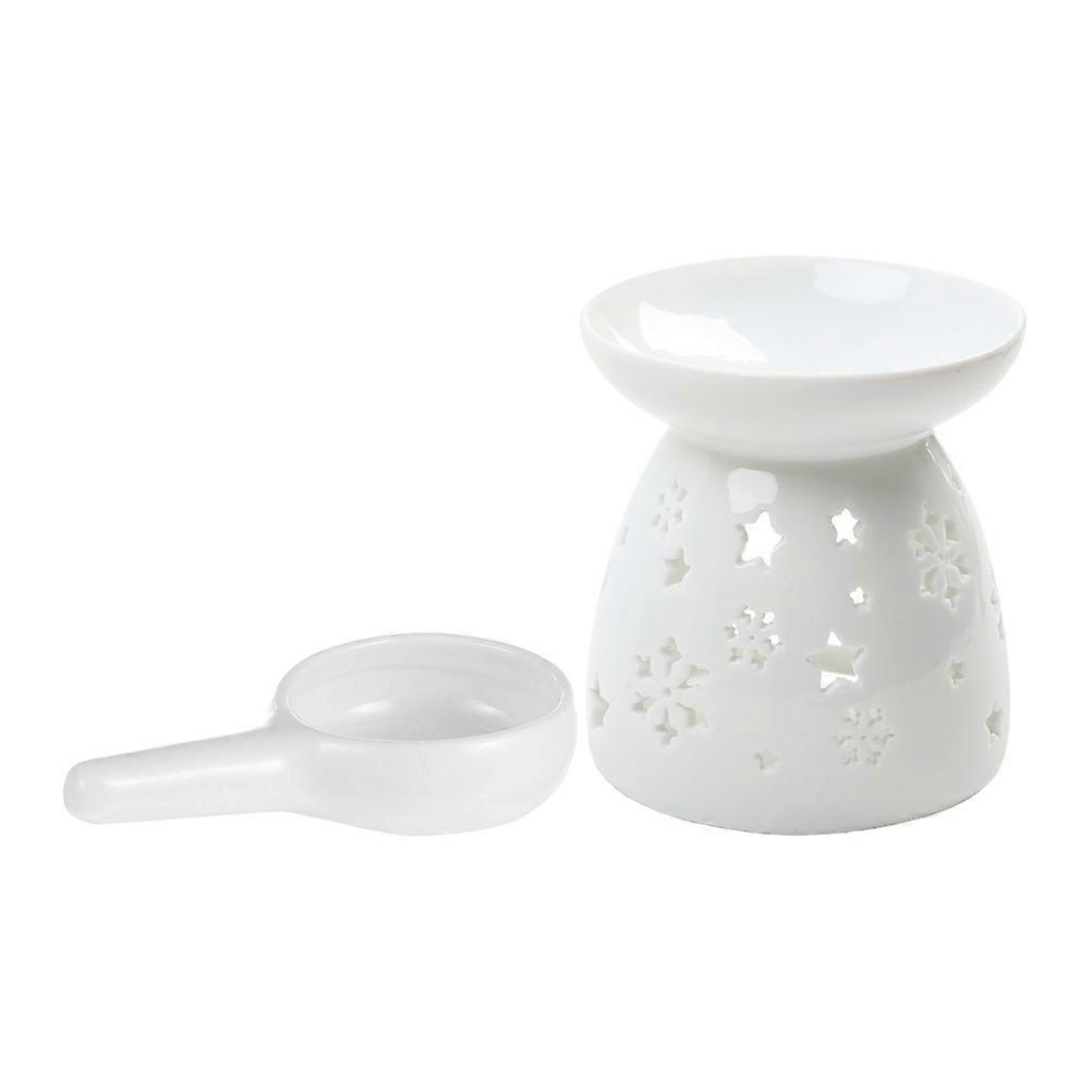 Hollow Out Aroma Burner Ceramic Craft Fragrance Candleholder White Color 10X10X10.5CM For Home Use 1Set