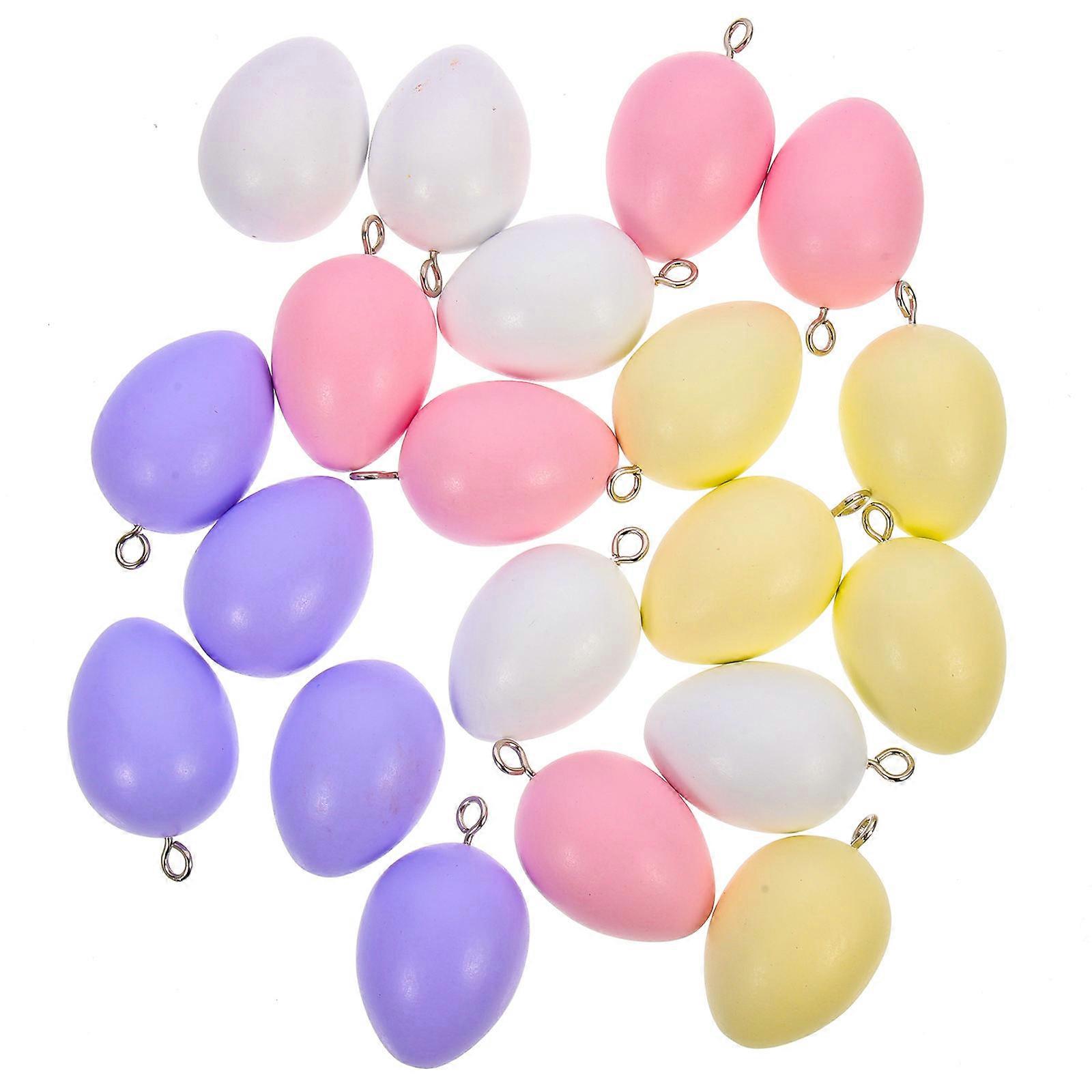 80Pcs DIY Wooden Easter Egg Pendants for Hanging Decoration