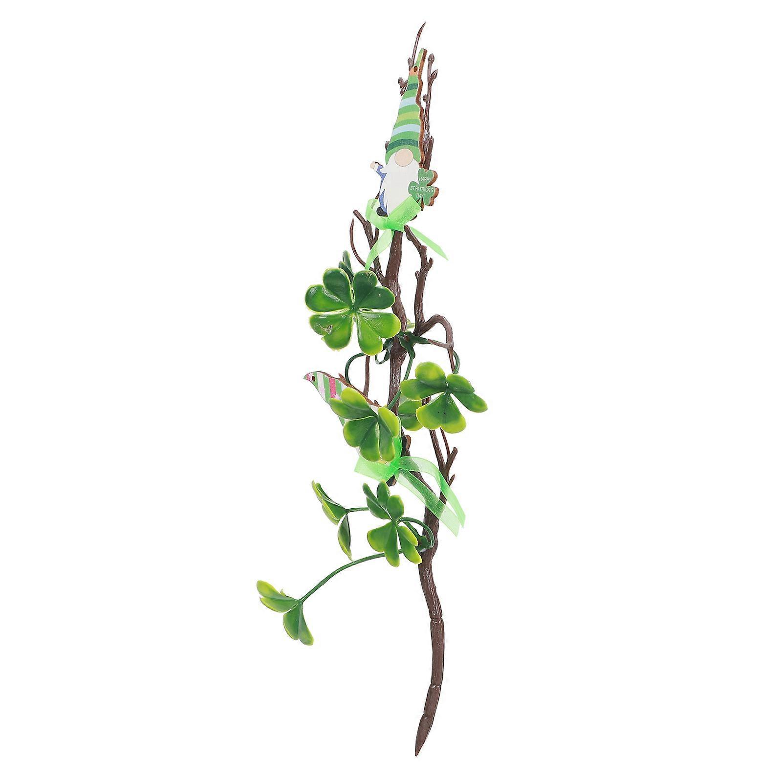 3Pcs St. Patrick's Day Plastic Shamrock Decorative Item for Festive Atmosphere Features Realistic Shape and Multi-level Appearance