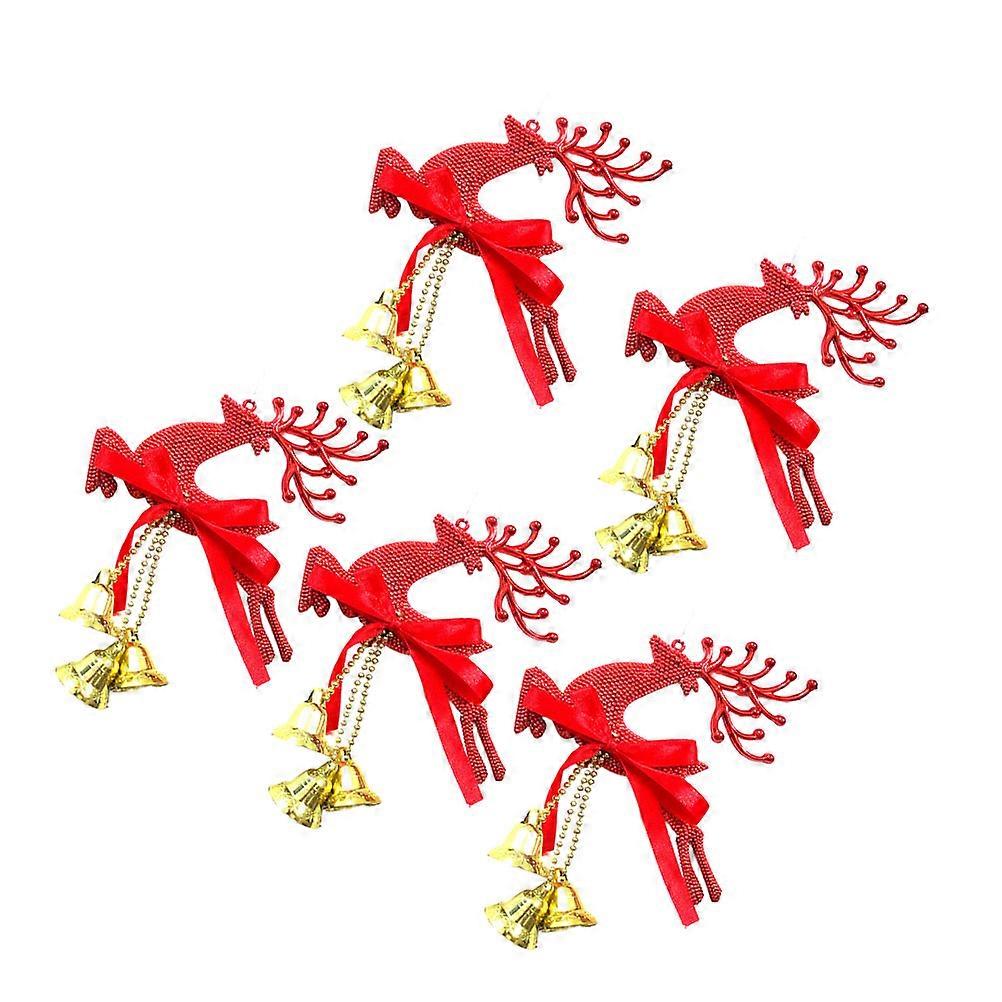 Christmas Deer Hanging Decor in Red Plastic Material 5Pcs