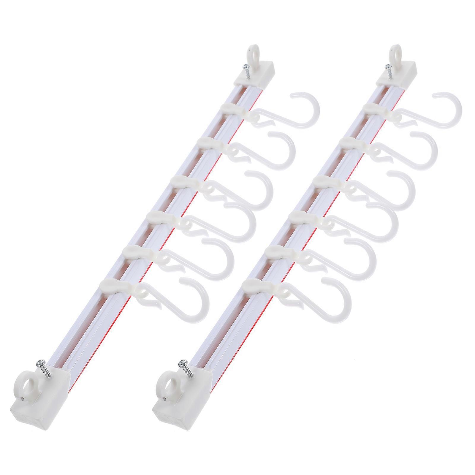 Plastic Wall Hook Kitchen Hanging Rack for Storage 6Sets Sliding Hooks