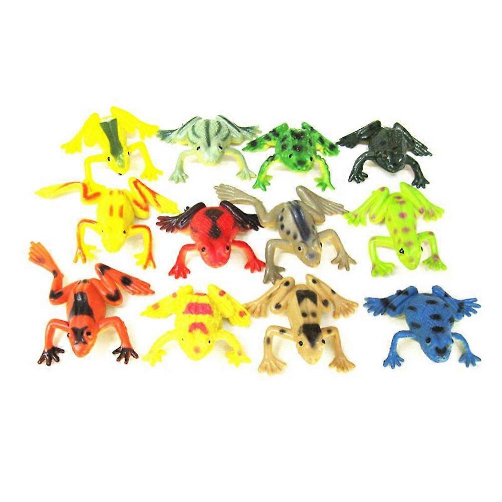 Miniature Frog Figurines Statue 12Pcs Realistic Design Assorted Color Perfect For Toddlers During Playtime And Learning