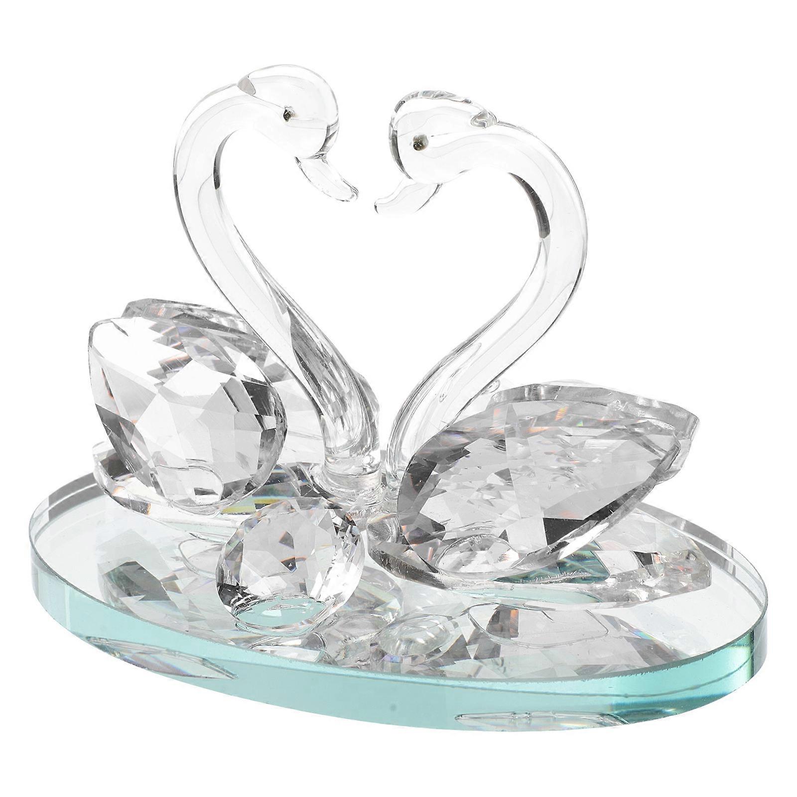 Crystal Swan Paperweight for Car Dashboard Decor Transparent Swan Statue