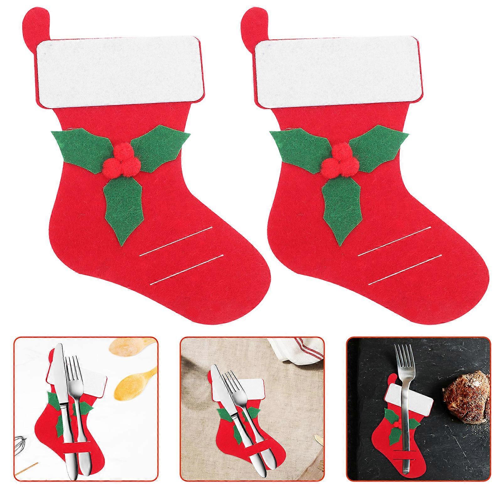Christmas Cutlery Pouch for Storage 20Pcs Red Felt Tableware Holders