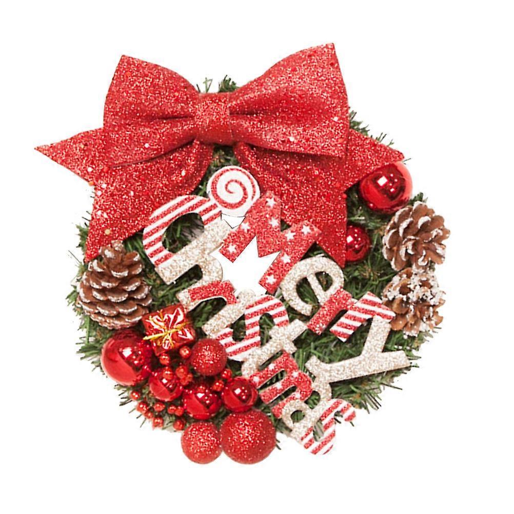 Red Christmas Wreath Bamboo Material Festive Decoration 2Pcs