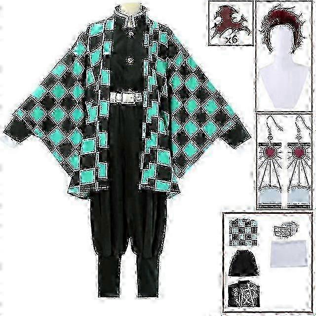 鬼滅の刃 竈門炭治郎 アダルトキッズ ハロウィンコスチュームセット 鬼滅の刃 着物 SZZK