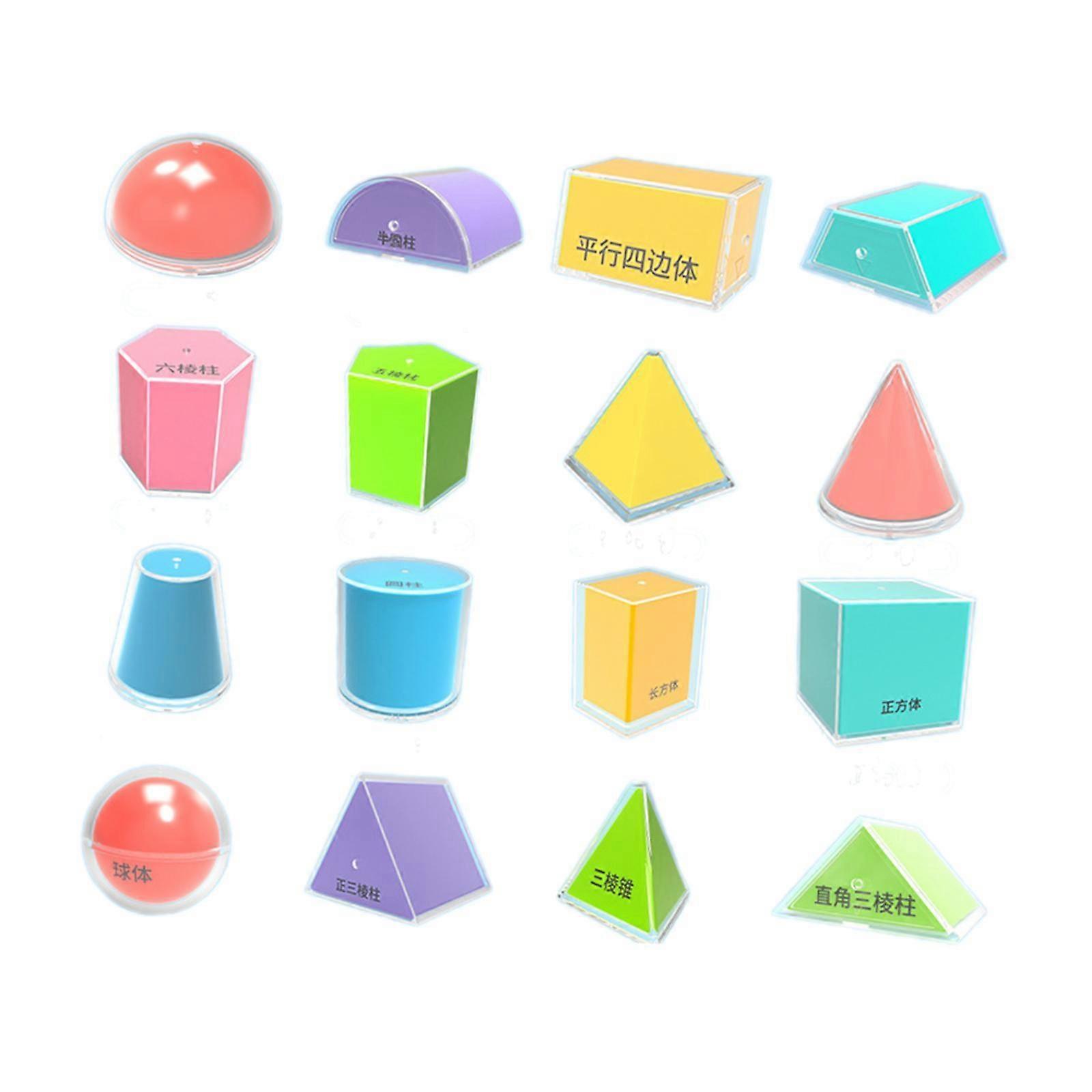 16Pcs Geometric Solids Math Manipulatives for Math Teacher Supplies Students