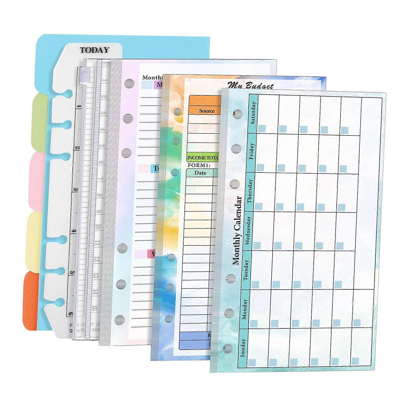 6 Ring Loose for Leaf Lined Paper Binder Planner Insert Students A6 Refill Paper