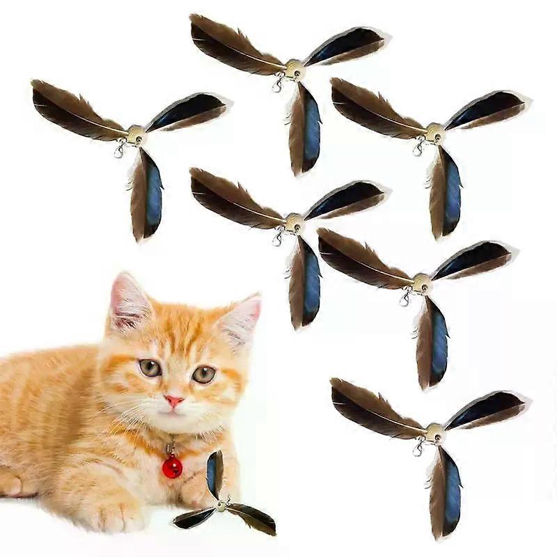 Cat Feather Toy Refill Interactive Cat Toy Cat Feather Wand Set of 6 Wear-Resistant Cat Feathers Refill Toys Interactive Teaser