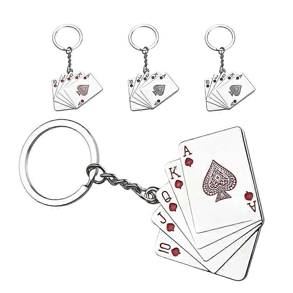 Lucky Playing Cards Keychain for Decor with 4Pcs Poker-Themed Keychains