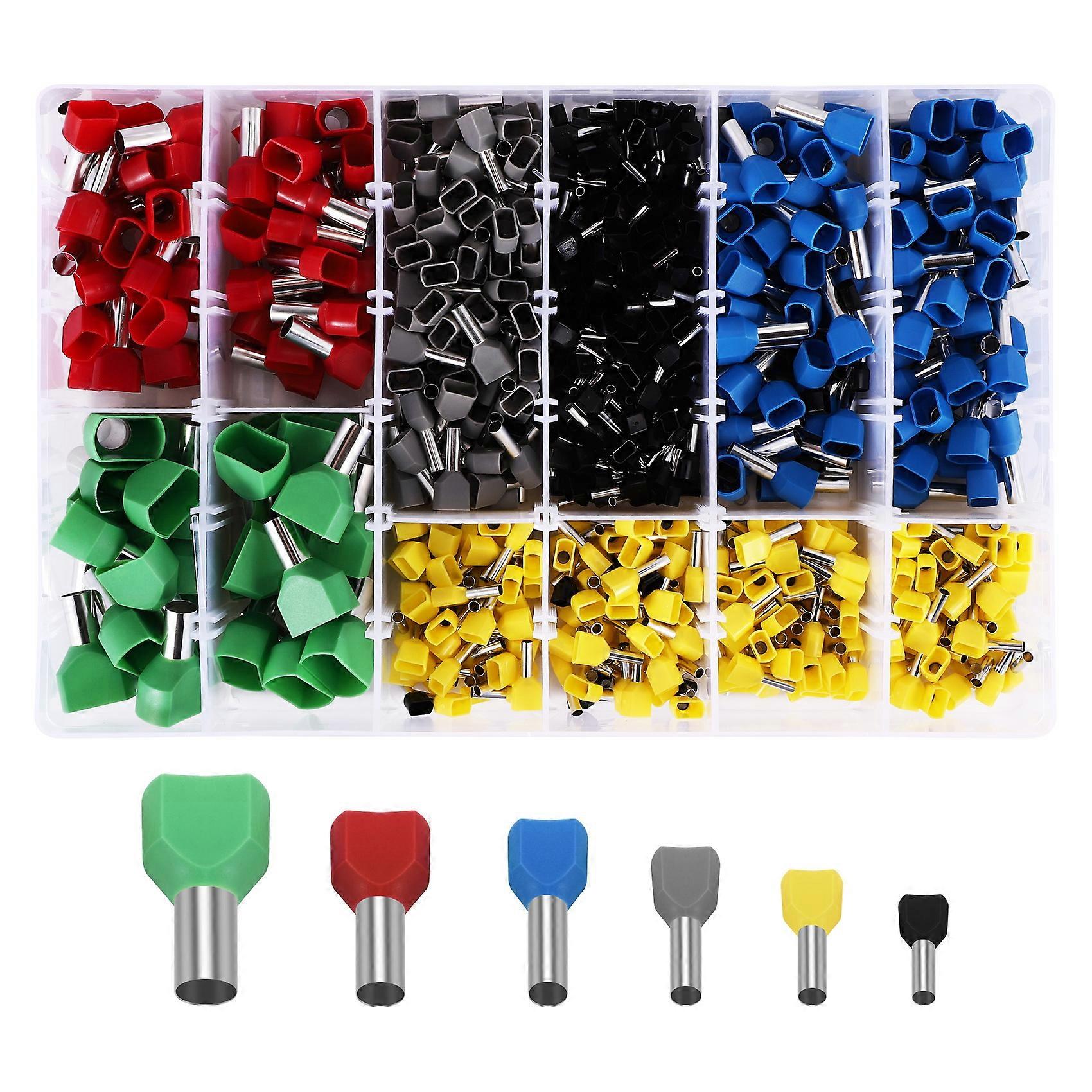780Pcs Dual Bootlace Ferrule Teminator Kit Electrical Crimp Dual Entry Cord End Wire Terminal Connec