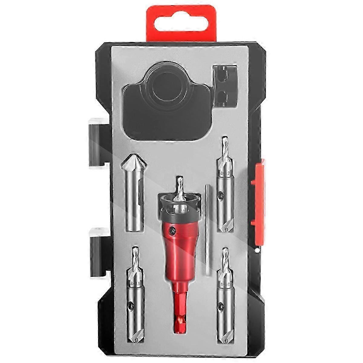 Multifunction Countersink Drill Bit Set with Adjustable Depth Stop Converts to 45Degree Chamfer Cutt