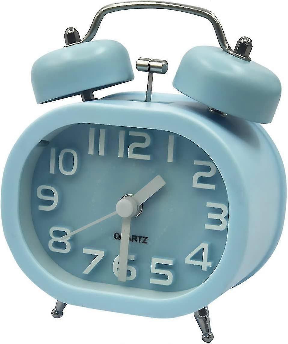 Retro analógový budík 3" Twin Bell Quartz Budíky Netikanie Tichý zametací nočný čas Hlasný Ala