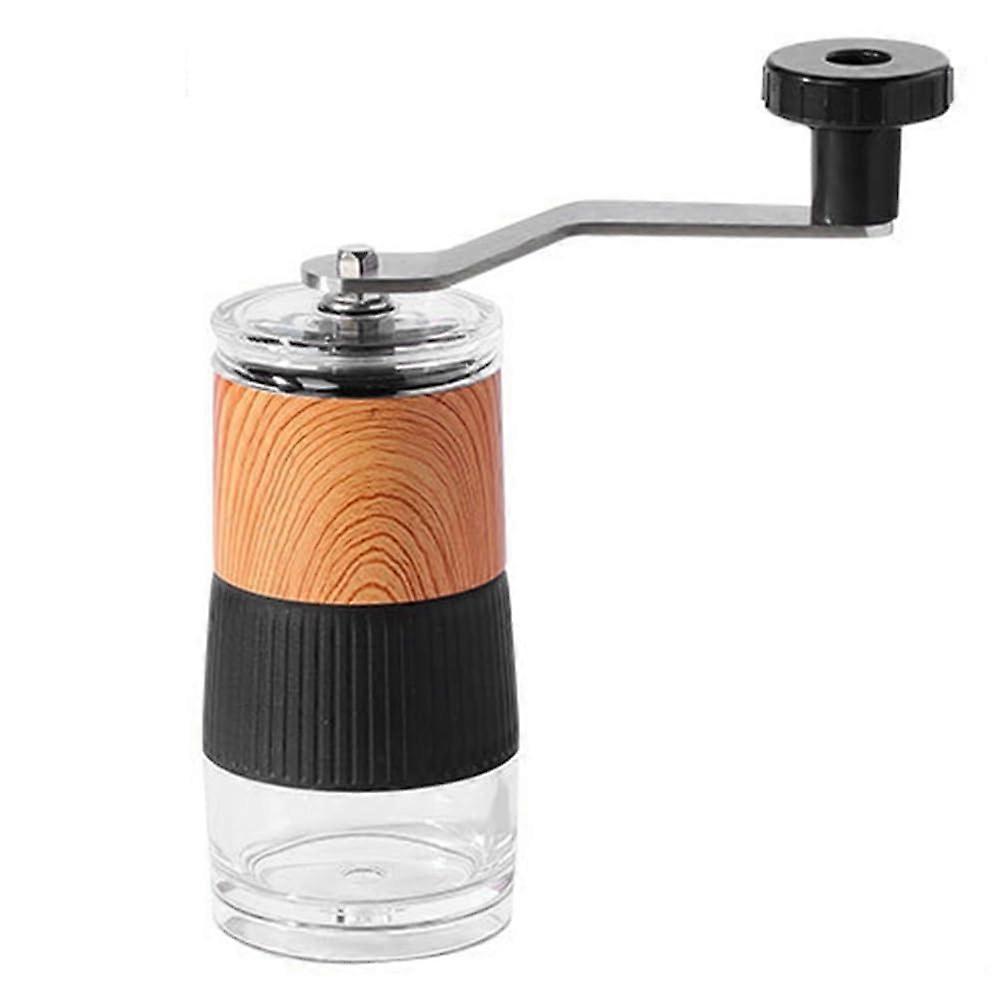 Manual Coffee Grinder Wood Grain Color, Adjustable Coarseness, Portable Hand Crank