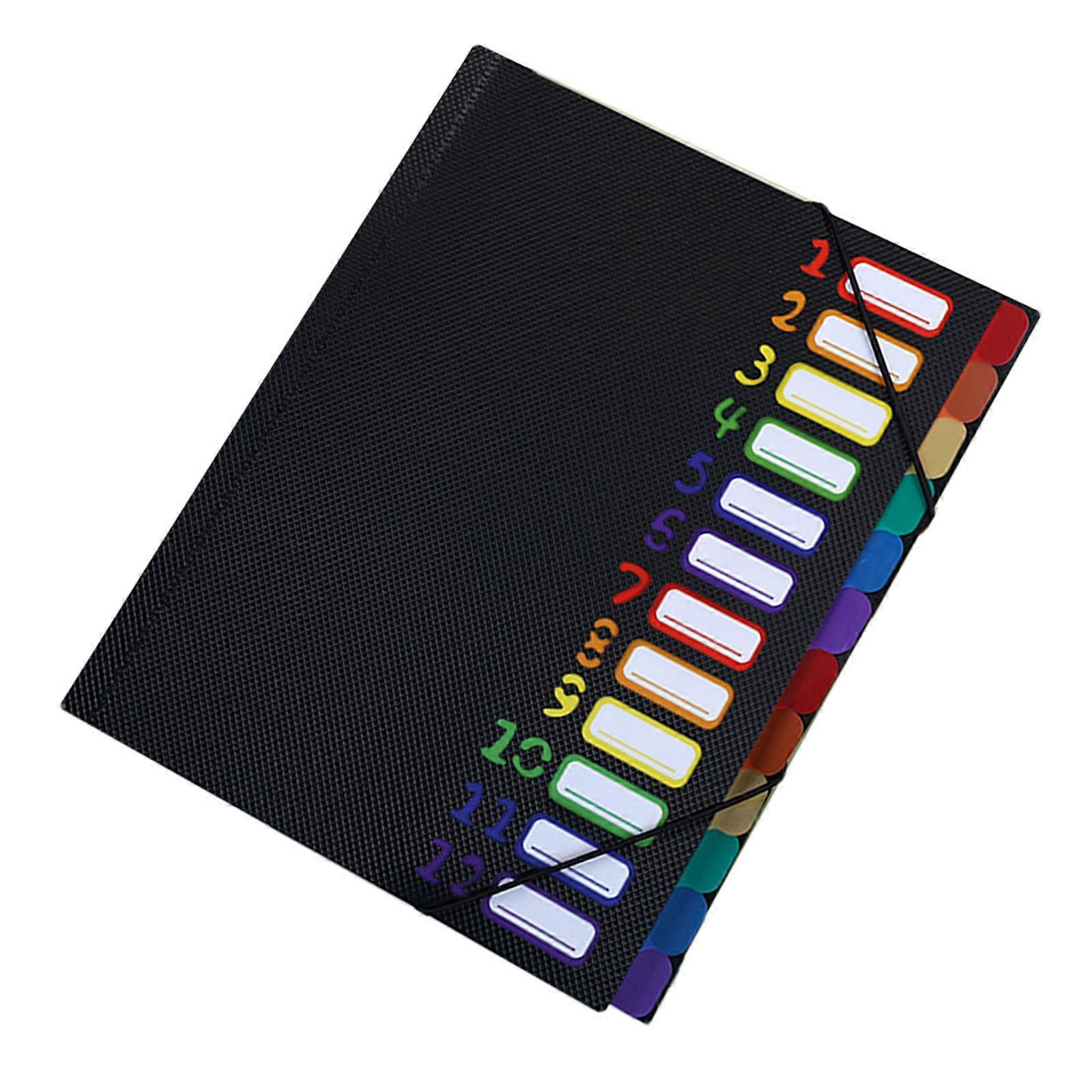 Classeur de documents portable extensible A4 à 12 compartiments avec étiquettes d’index, attache élastique PP Fileter Case Motif de diamant