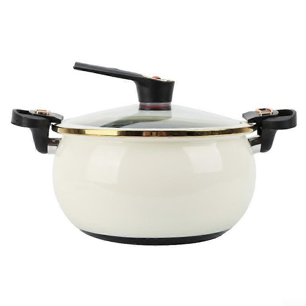 Pressure Cooker Pot 8L Enameled White Round Design 2 Handle Nonstick Multi Purpose Cookware for Home Kitchen