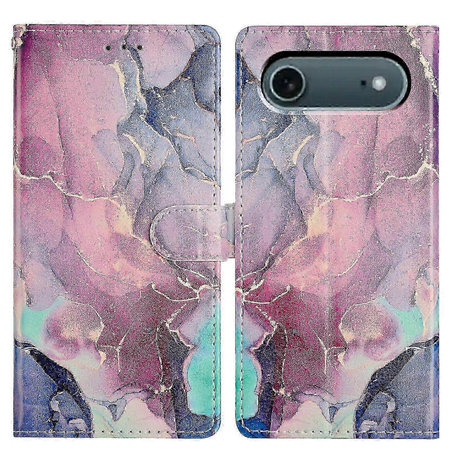 For iPhone 17 Air Case Pattern Printing Wallet Stand Flip Leather Phone Cover with Strap