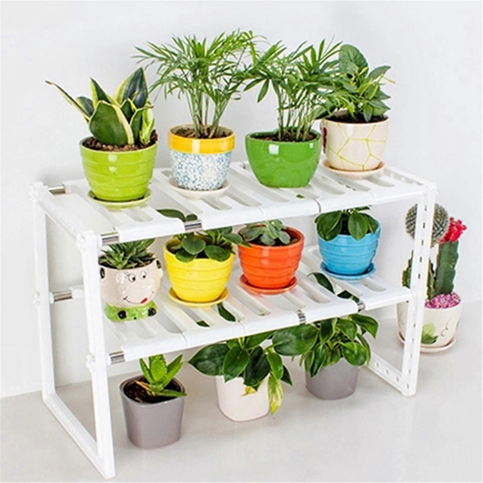 Multi‑Functional 2‑Layer Commodity Shelf Retractable Adjustable Storage Rack Kitchen Tools White