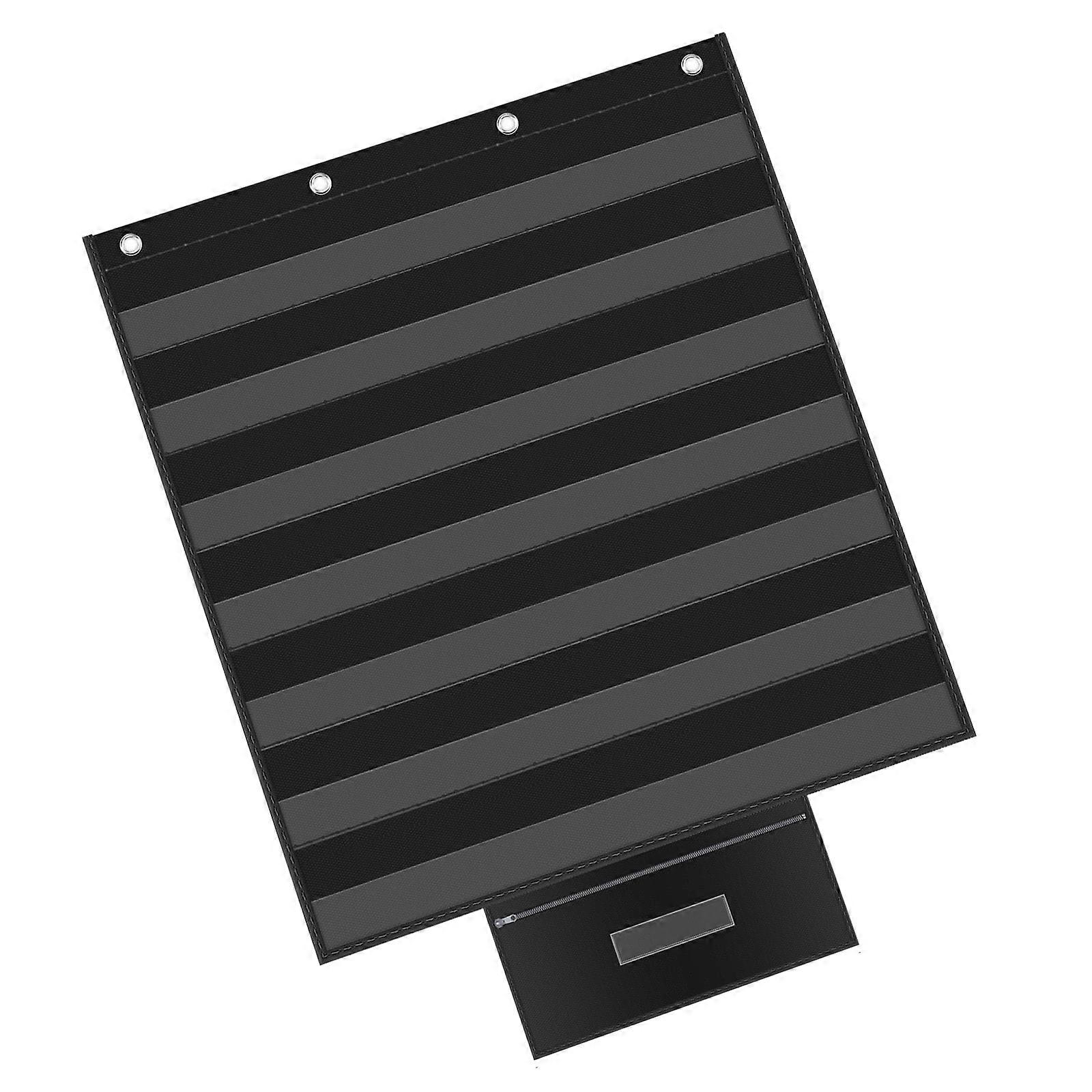 Large Hanging Teacher Pocket Chart For Vocabulary Math Science Lesson Planning Sentence Strips Holder for Vocabulary  Black
