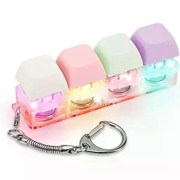 Fidget Keyboard Keychain with LED Light Keyboard Fidget Clicker Funny Button Fidget Toy for Relaxation Decoration Color B