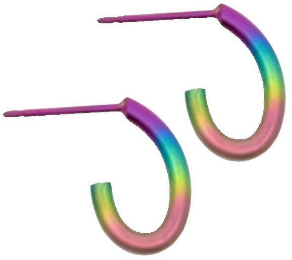 Ti2 Titanium Loop Stud Earrings - Rainbow