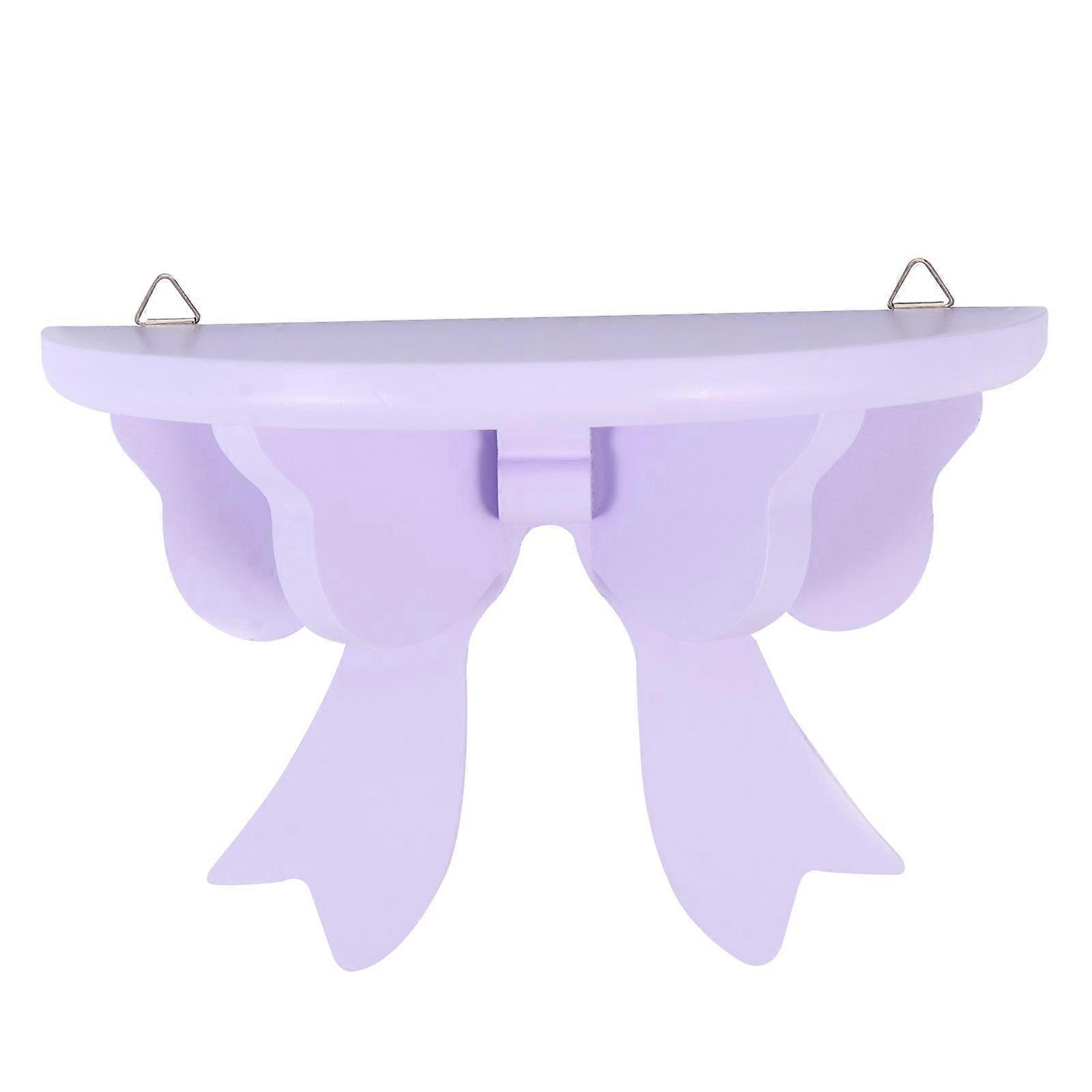 1pc Practical Indoor Wall-mounted Rack Bowknot Decor Wooden Storage Rack