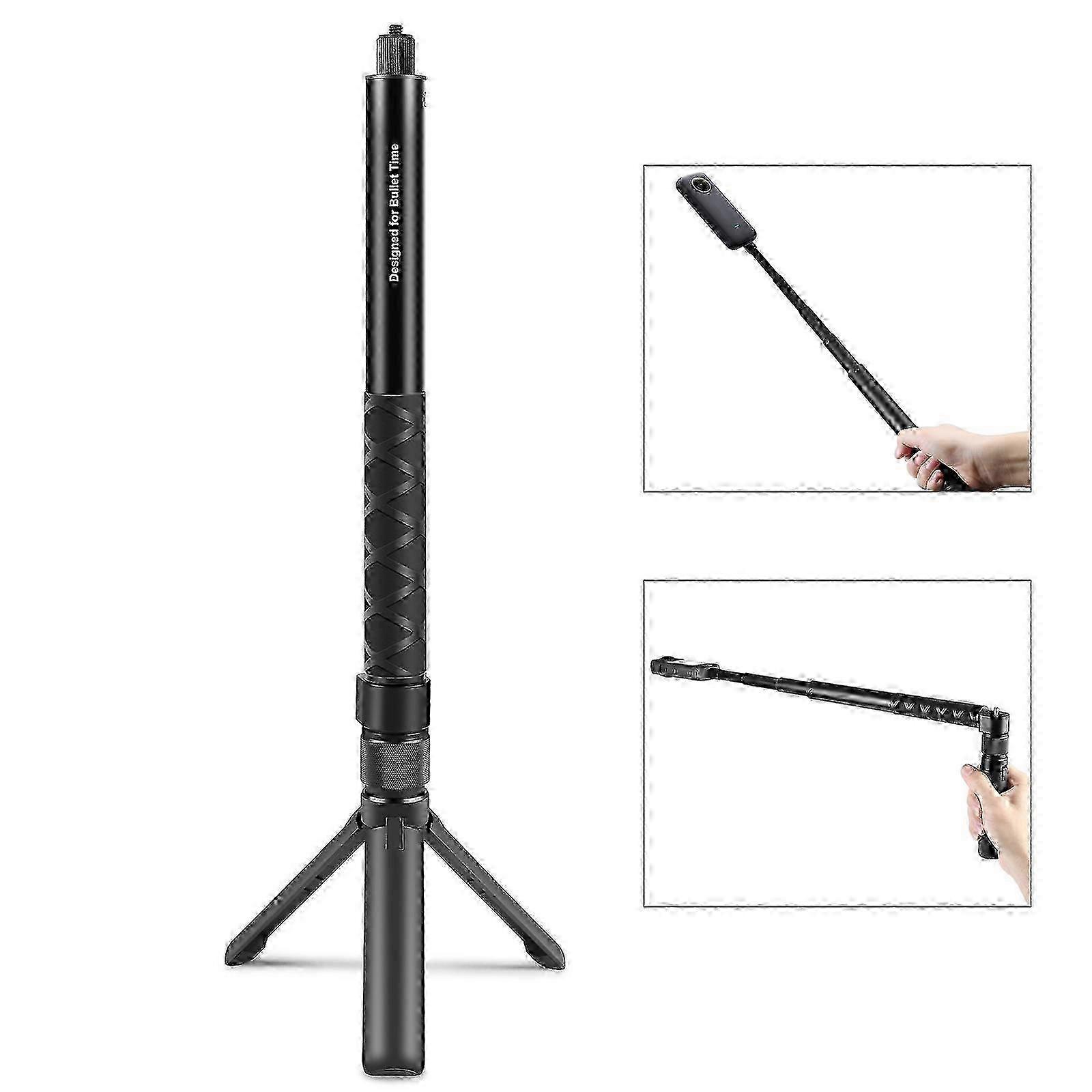 For Insta360 X3 / X4 PULUZ Rotary Handle Desktop Tripod Stand 110cm Selfie Stick Monopod (Black)