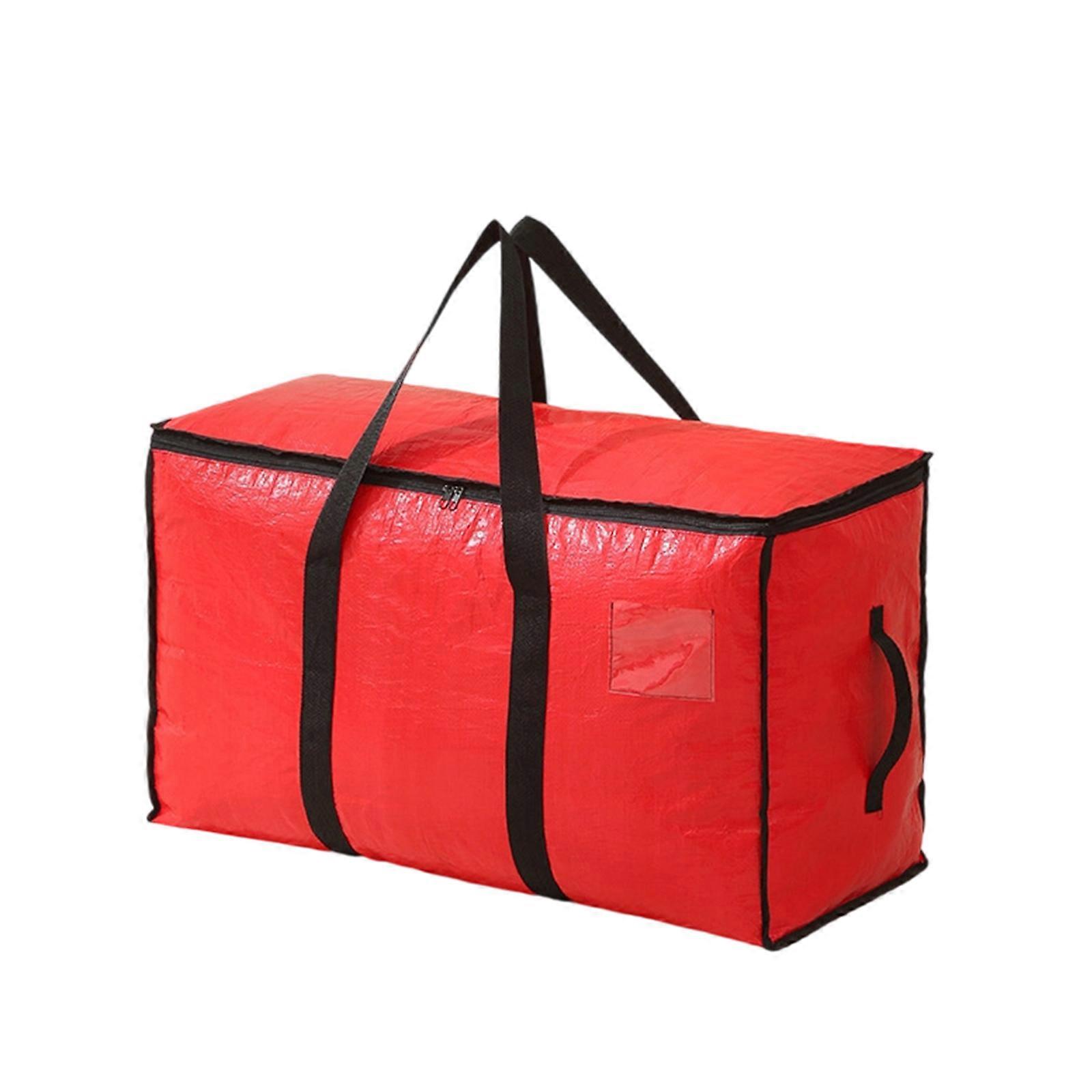 Thickened PP Materials Storage Bag Double Zippers Access Foldable Waterproof Design For Household Organization  S Red