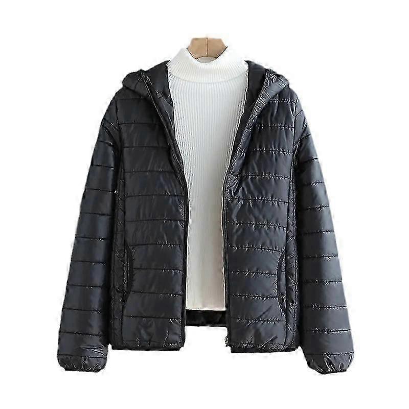 Lätta vadderade höst vinterjackor Damjackor Huva Ultralätt quiltad puffer Solid kappa för varm anka dunjacka