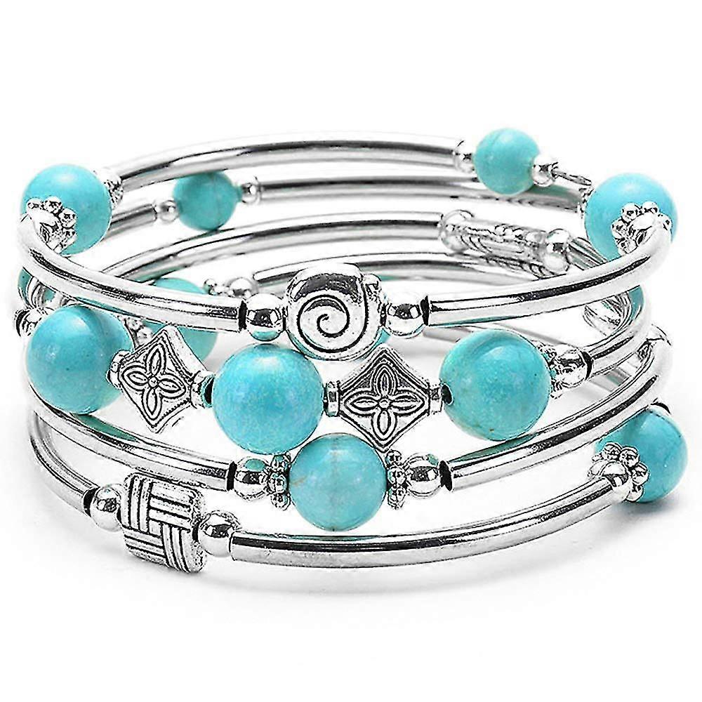 Wrap Bracelet Bohemian Beaded Bracelet Multicolor Turquoise Elastic Stackable Pendentif Bracelet Pour Femmes