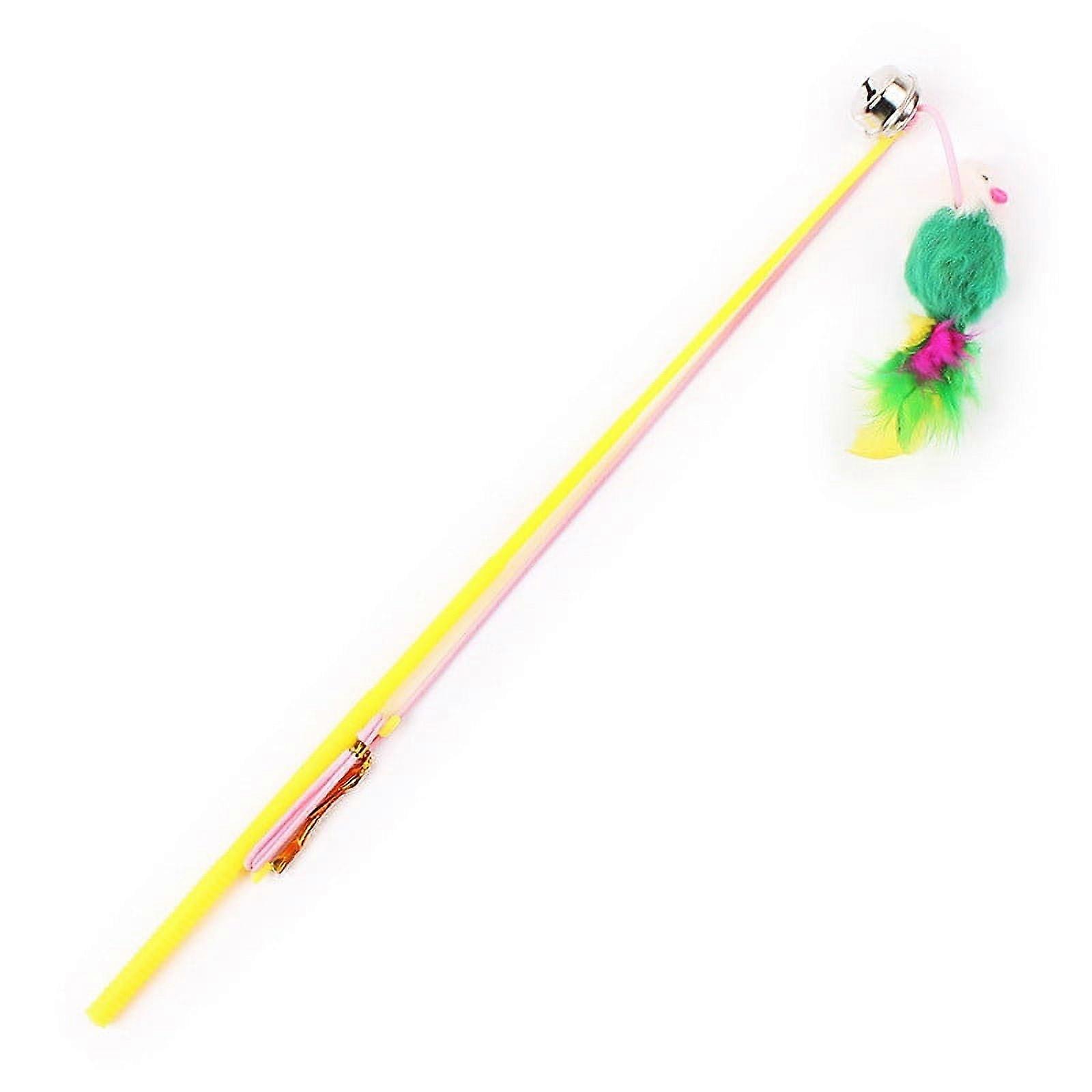 Cat Toys for Indoor Play, Colorful Wand & Plush Ball Teaser, Interactive Feather Toy Compatible with Kitten Playtime, Random Color