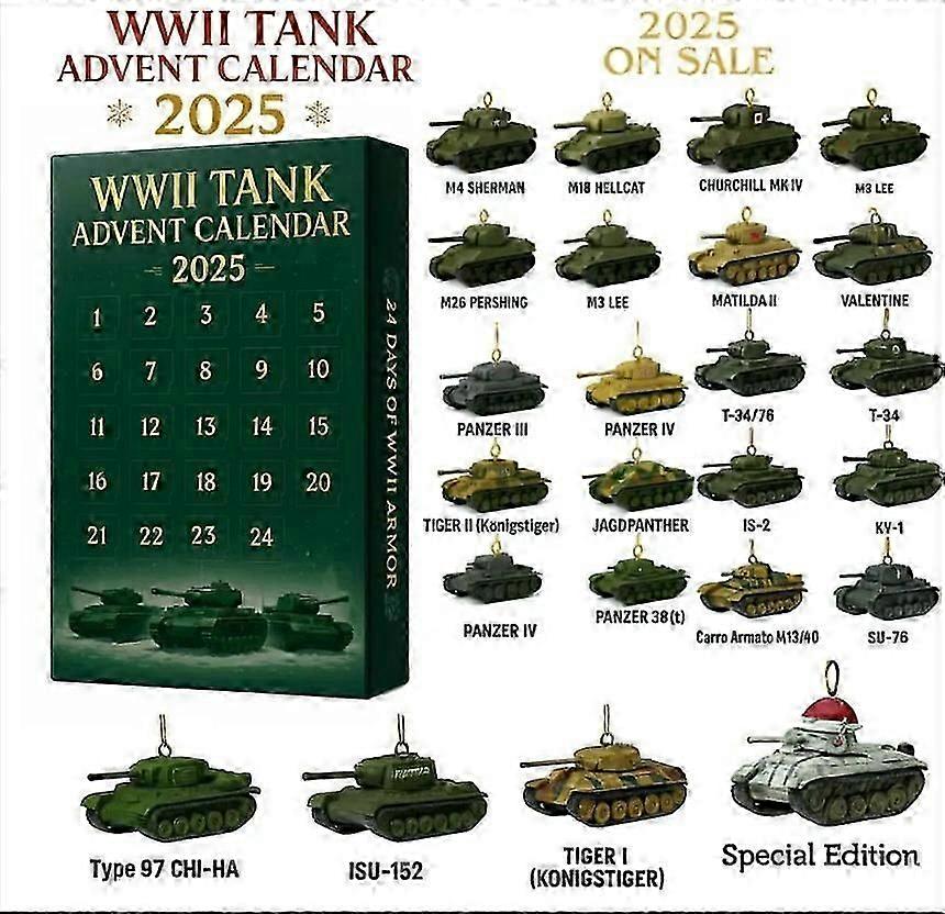 WWII TANK Calendar de Advent Cutie oarbă cadou de Crăciun