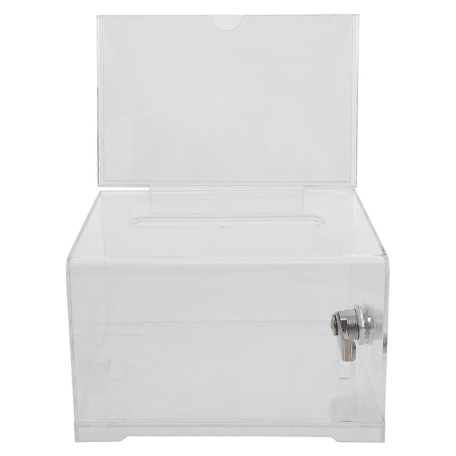 Acrylic Donation Box with Lock for Fundraising 1Set Transparent Ballot and Suggestion Box