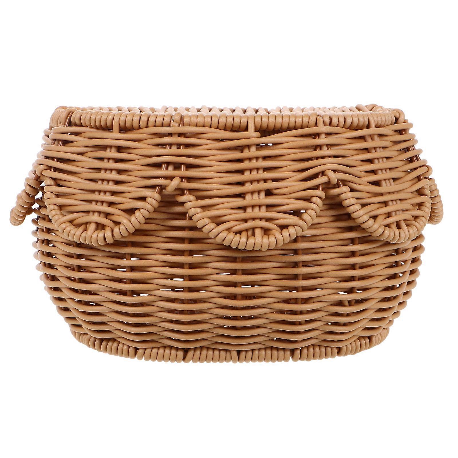 Handwoven Wicker Storage Basket with Lid for Household Storage