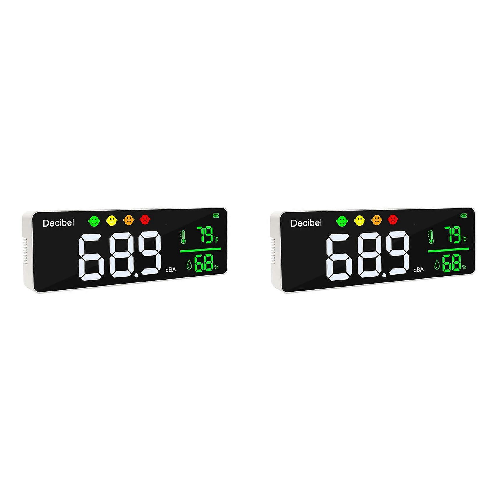 2X 3-In-1 Decibel Meter Sound Level Reader + Humidity & Temperature. Classroom Noise Meter, SPL & DB Meter