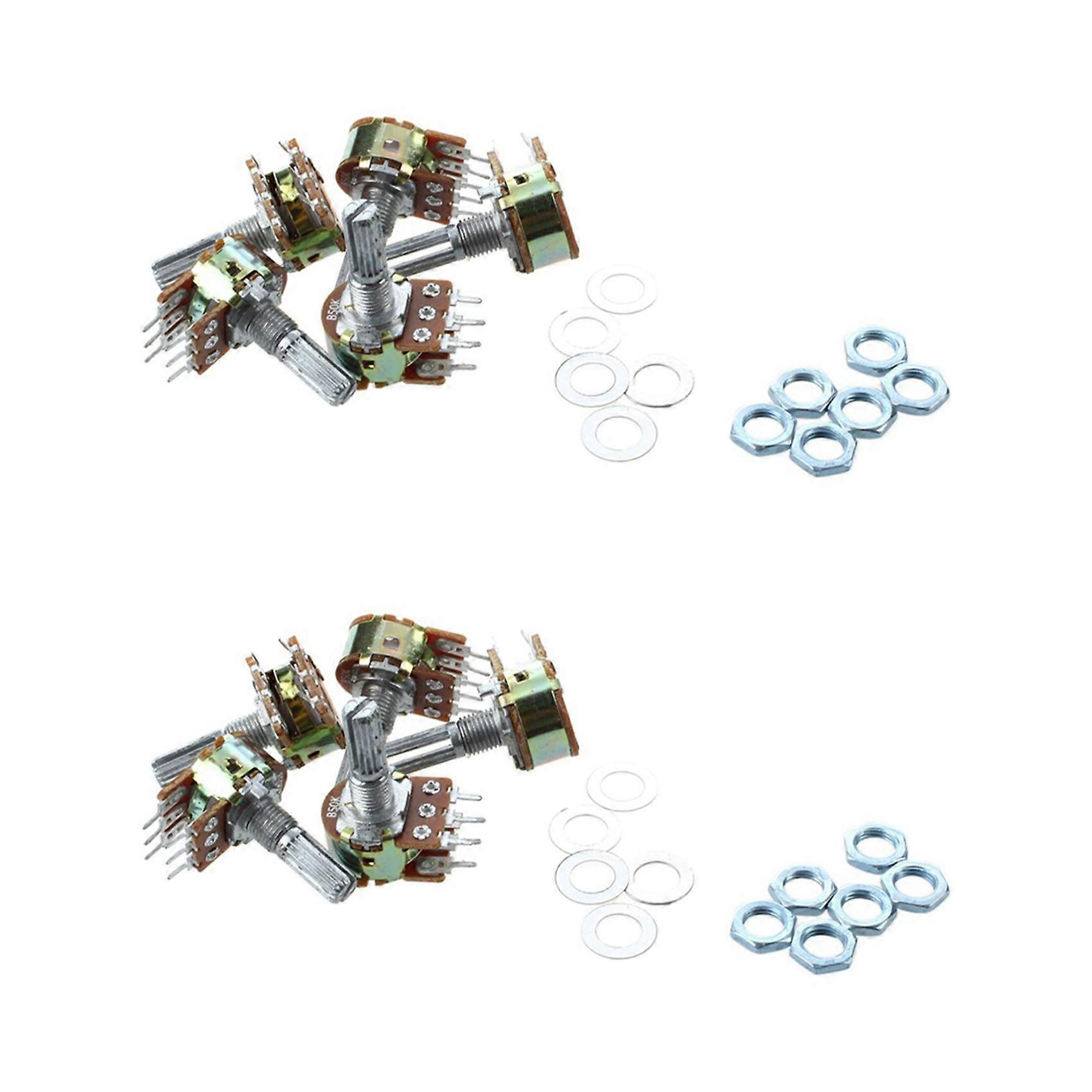 10 Pcs B50K 50K Ohm 6 Pins Split Shaft Rotary Linear Dual Taper Potentiometers